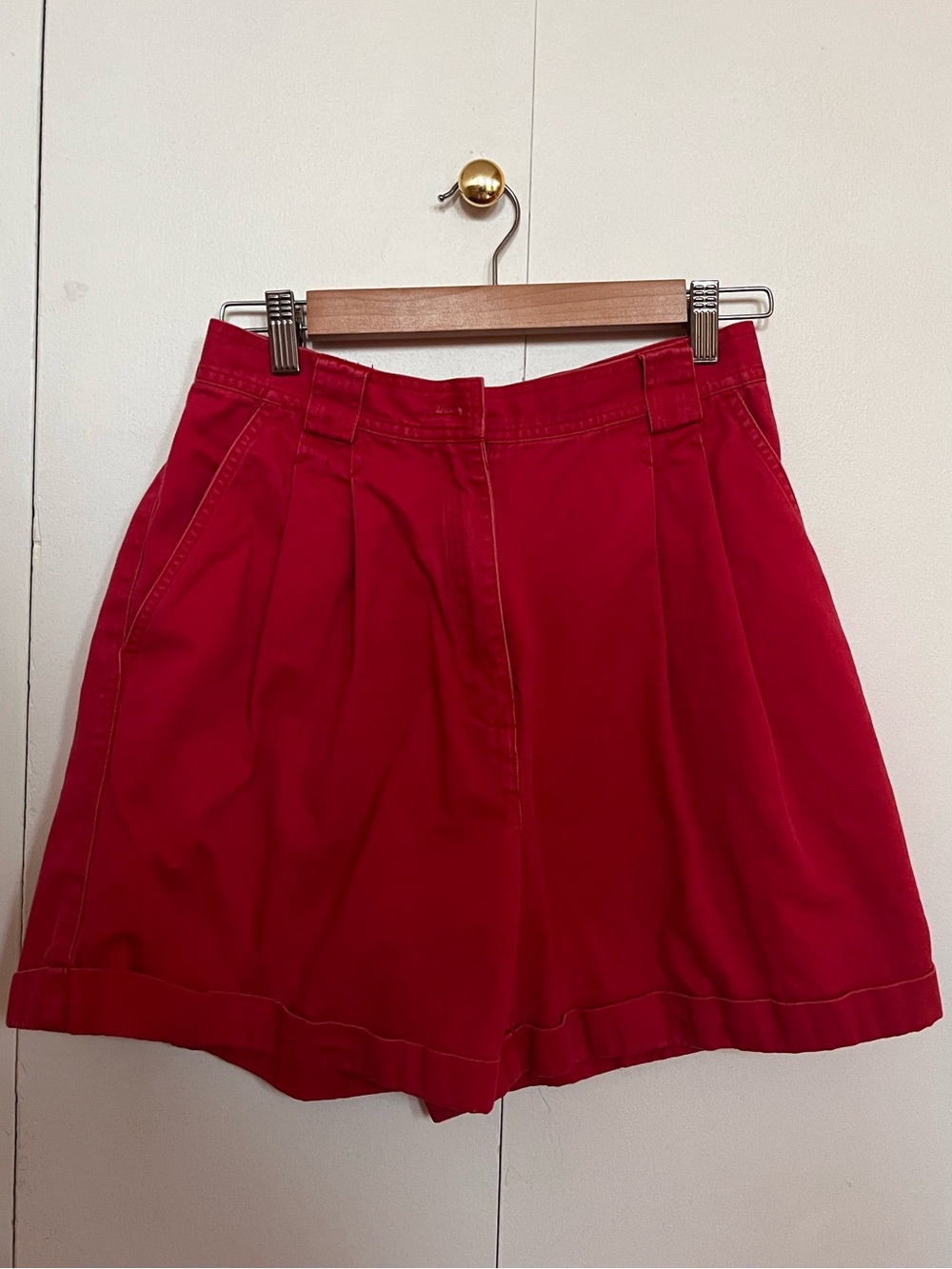 Jones New York Red High-Waist Pleated Bermuda Shorts